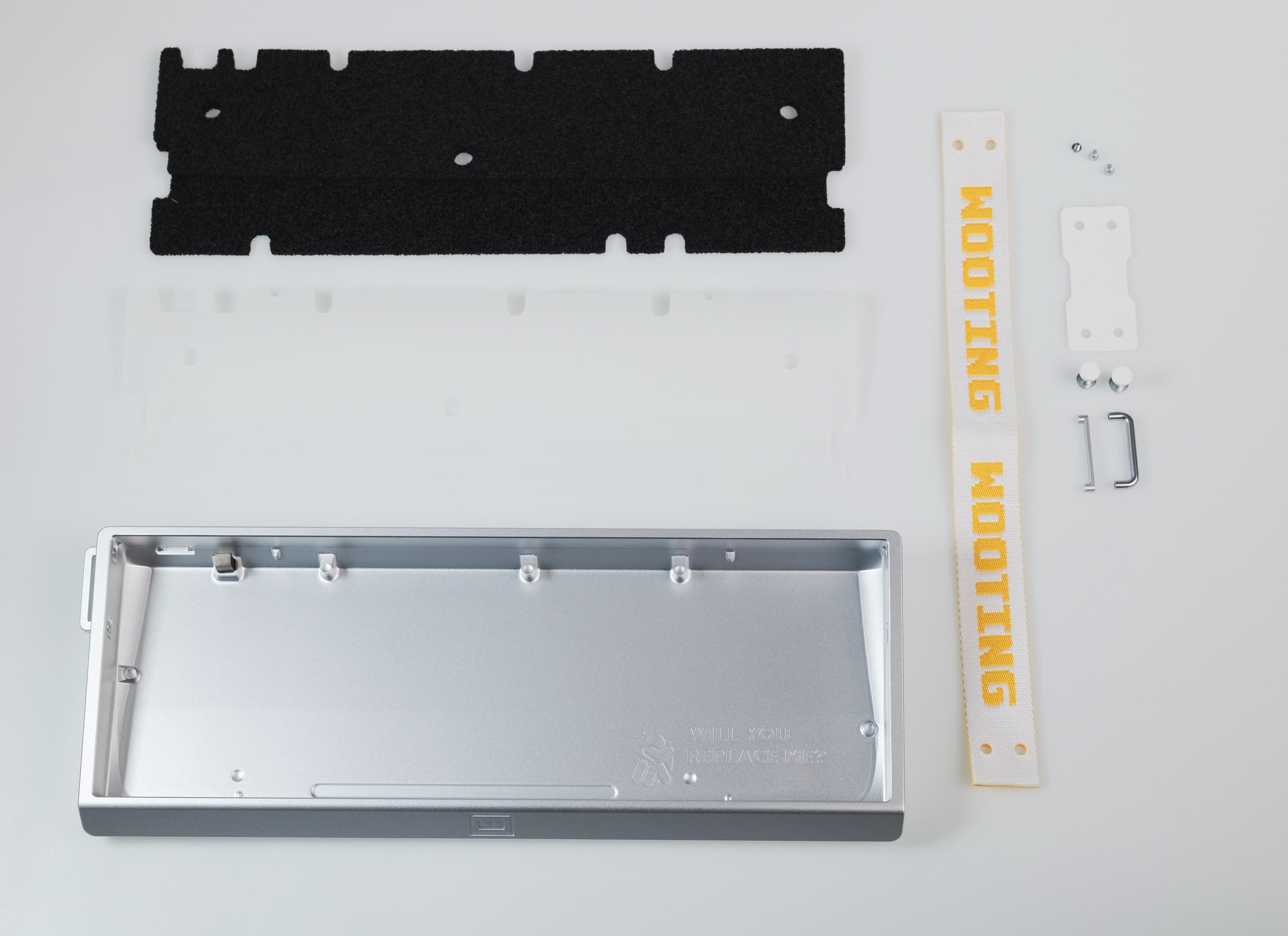 Wooting 60HE v2 Aluminium Case with ANSI layout showing all items in the box