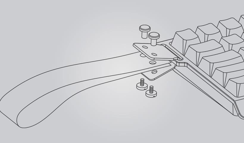 Wooting 60HE v2 showing the assembly of the strap pieces