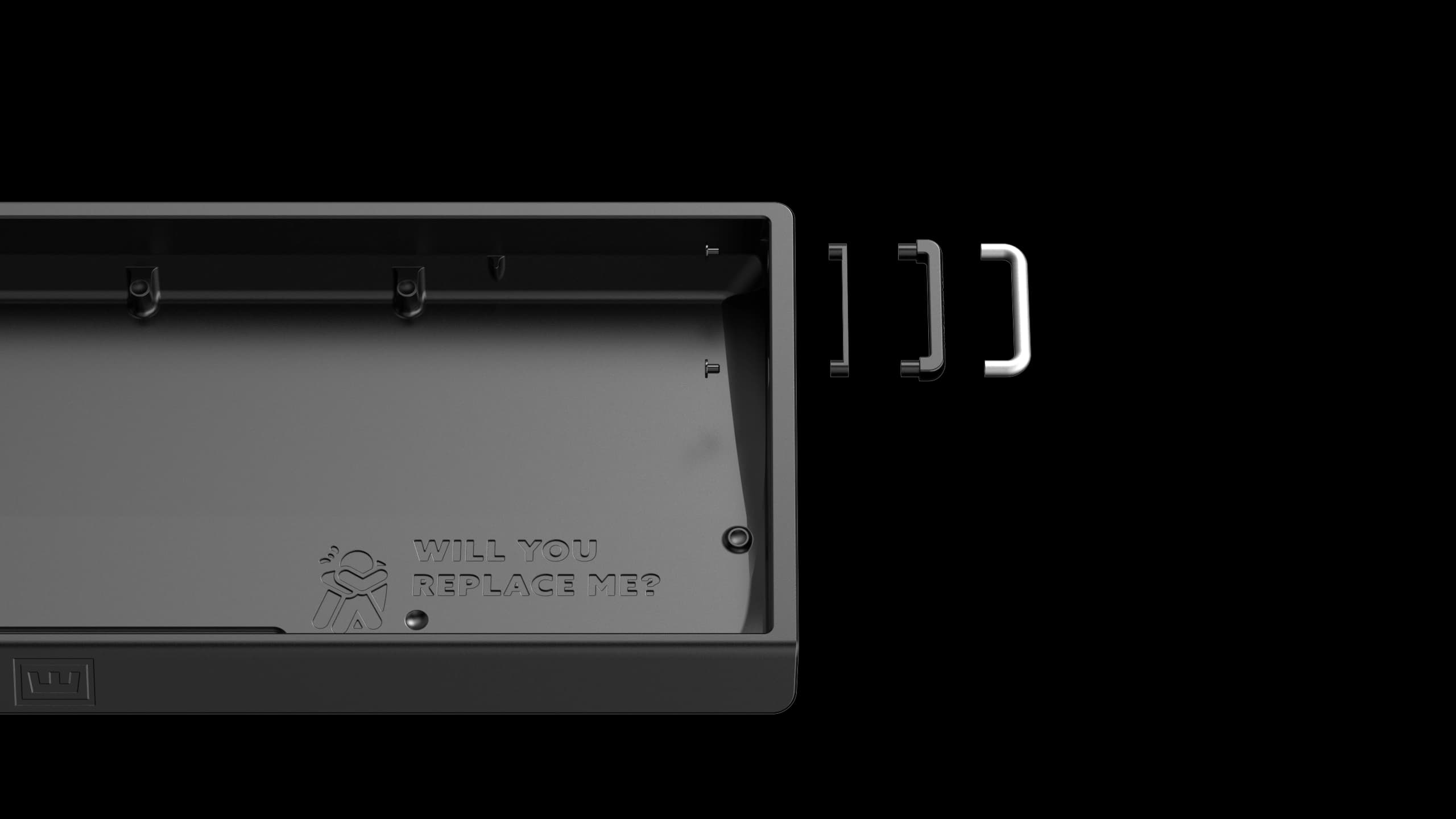 Breakdown of the Wooting 60HE v2 Aluminium Case strap mount pieces