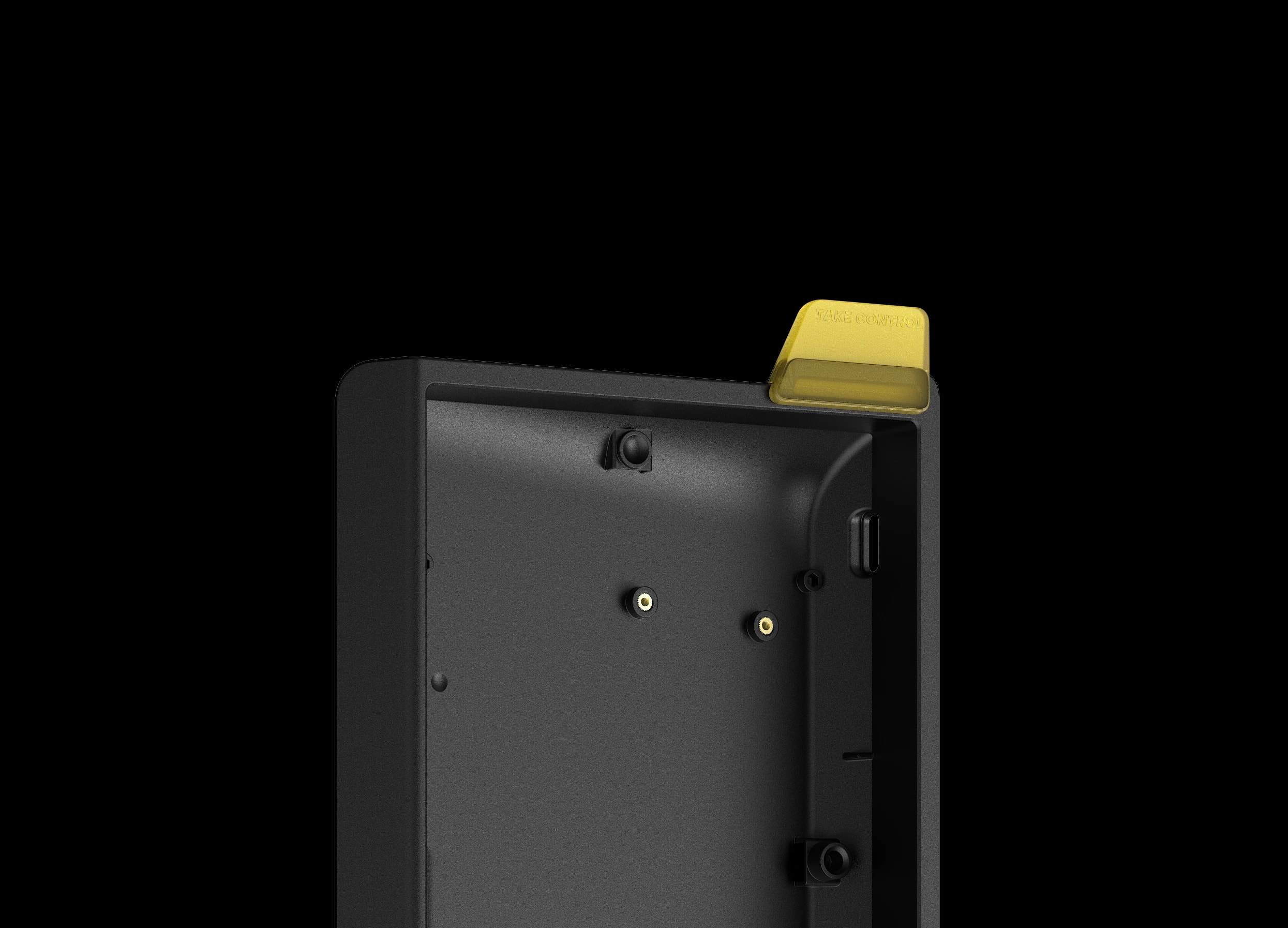 Wooting 60HE v2 zoomed in on the wing piece attachment