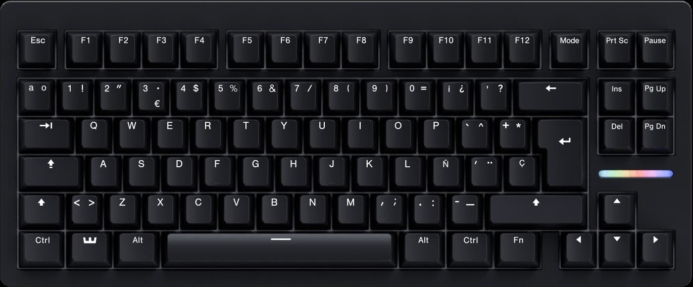 Wooting 80HE ISO layout with Spanish keycaps