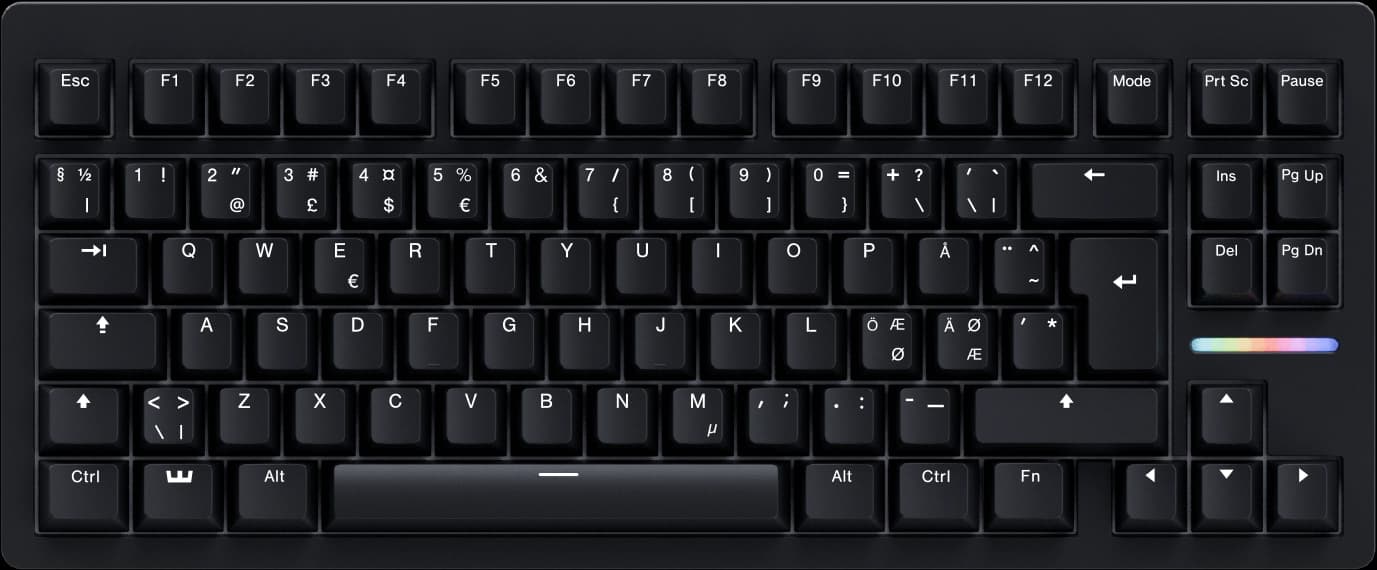 Wooting 80HE ISO layout with Nordic keycaps