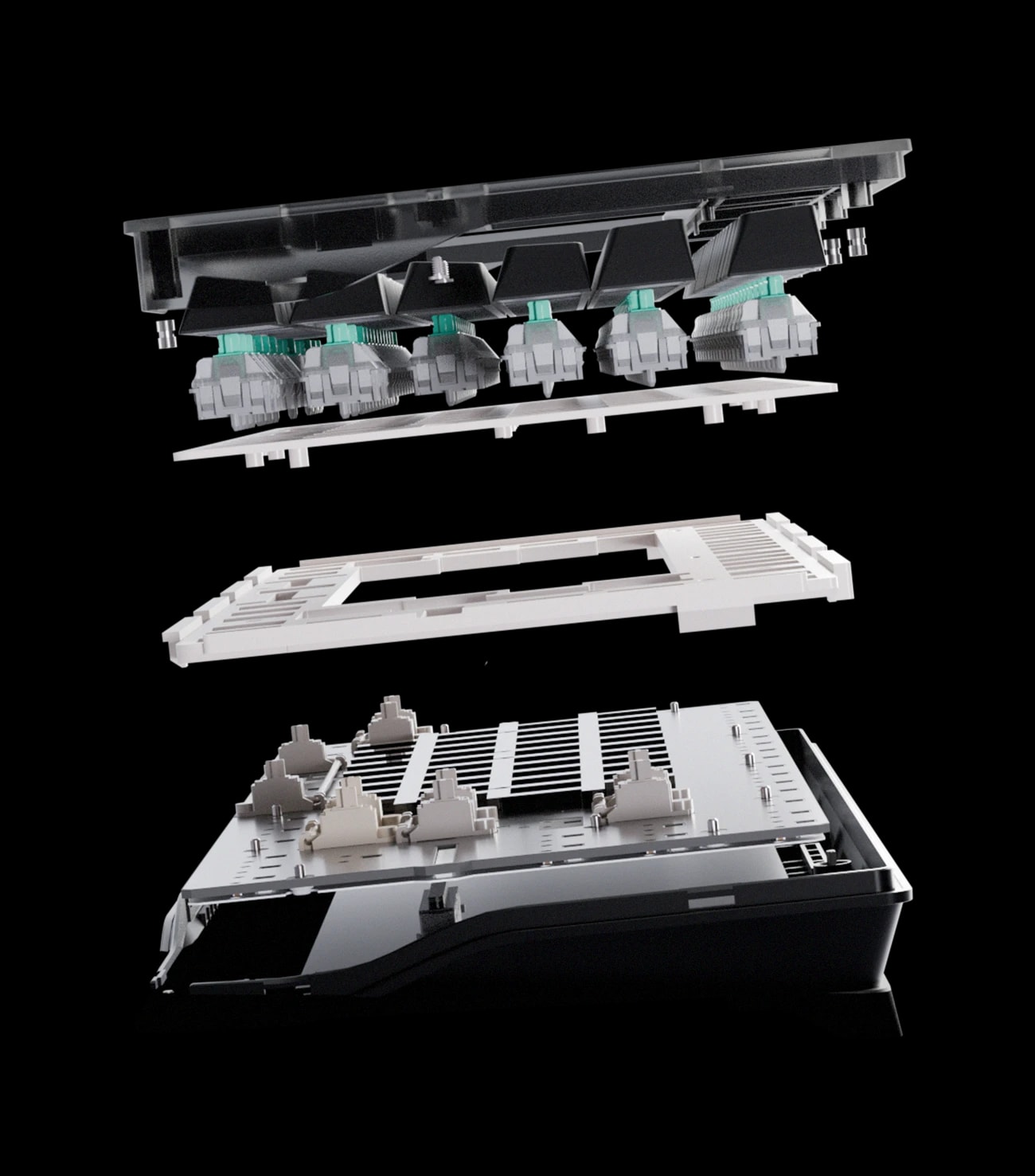 Exploded view of the 80HE+ gasket mount