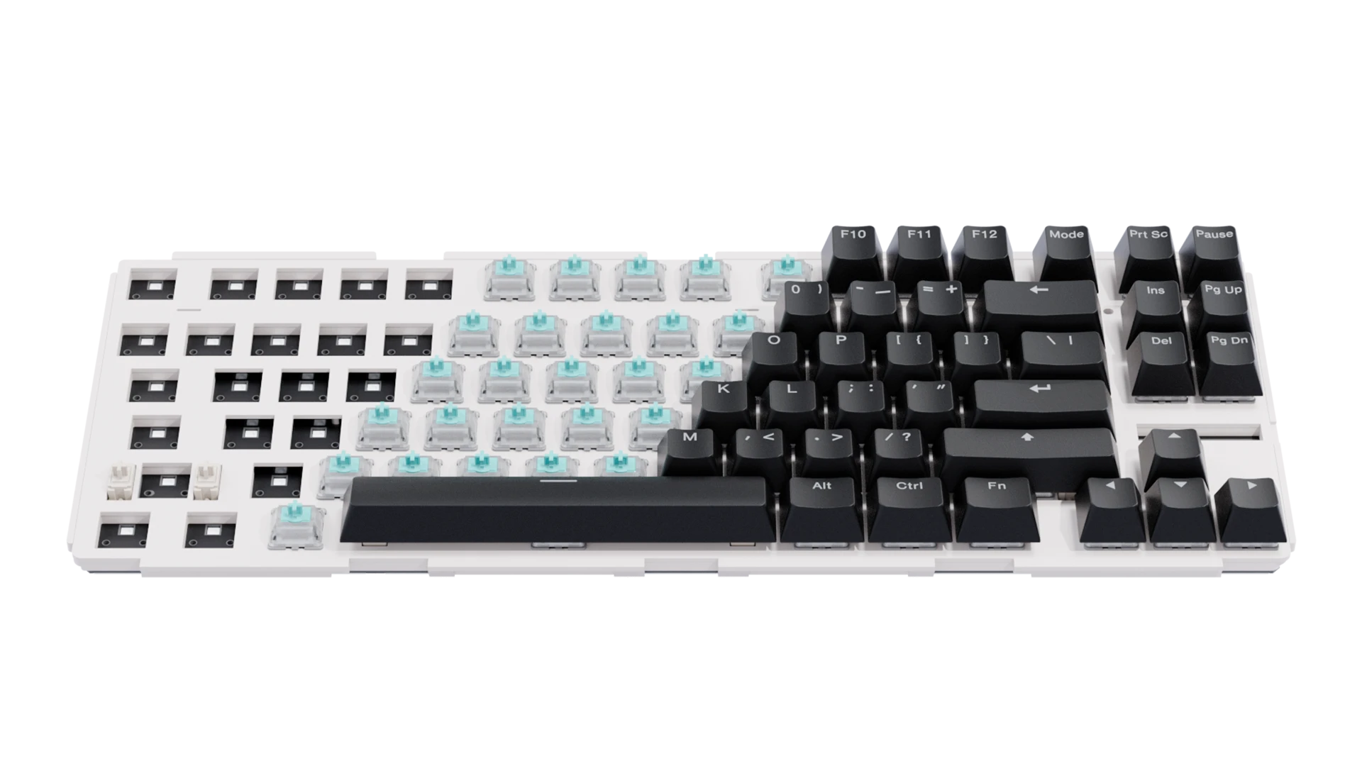 Wooting 80HE+ module with loose switches and keycaps